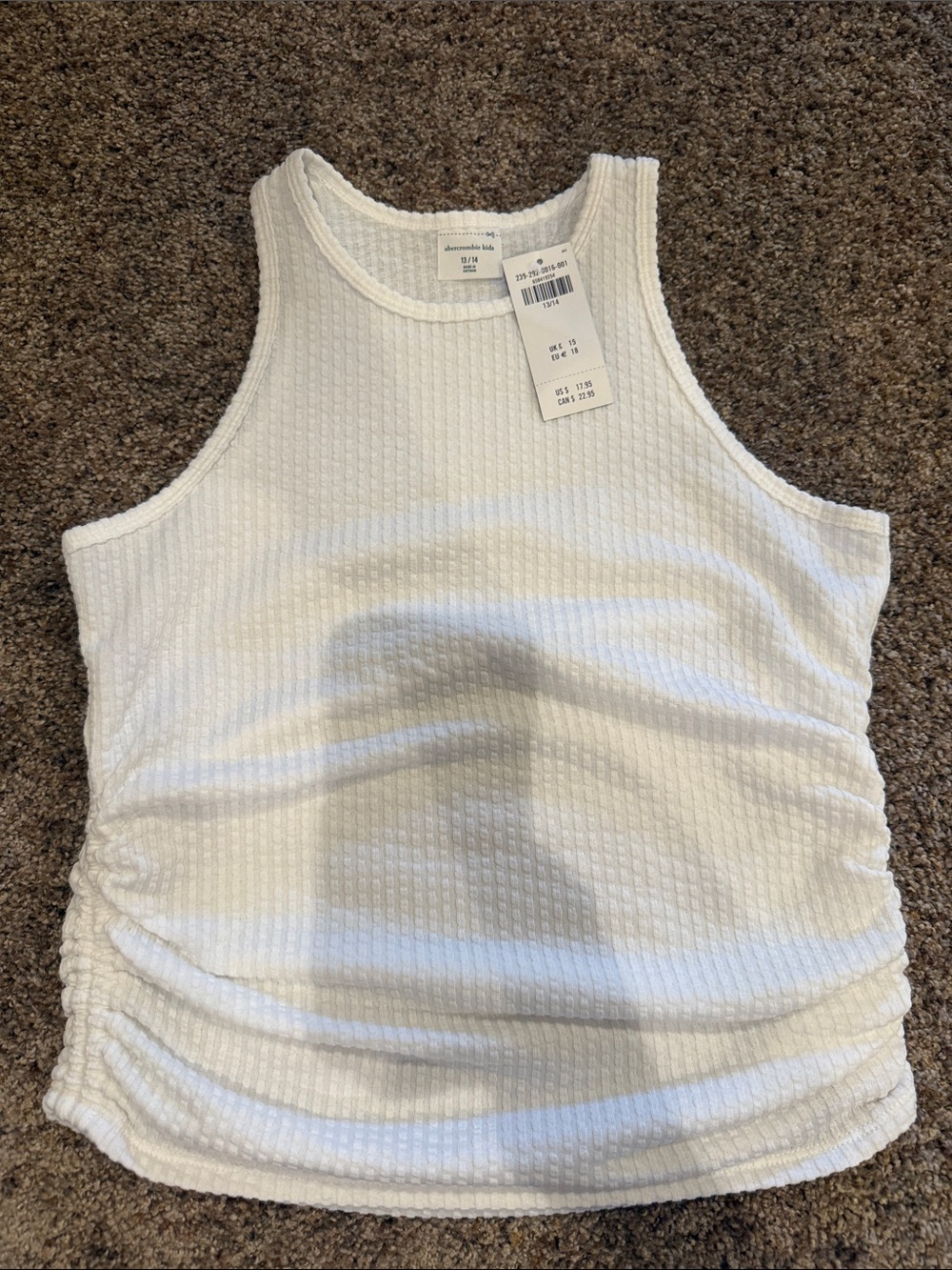 Abercrombie & Fitch White Waffle-Knit Ruched Tank